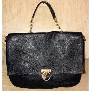Authentic Versace  Collection Black Pebbled Leather Top Handle Bag